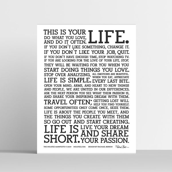 Holstee Manifest -DAS ORIGINAL- Letterpress Poster - Qverfield