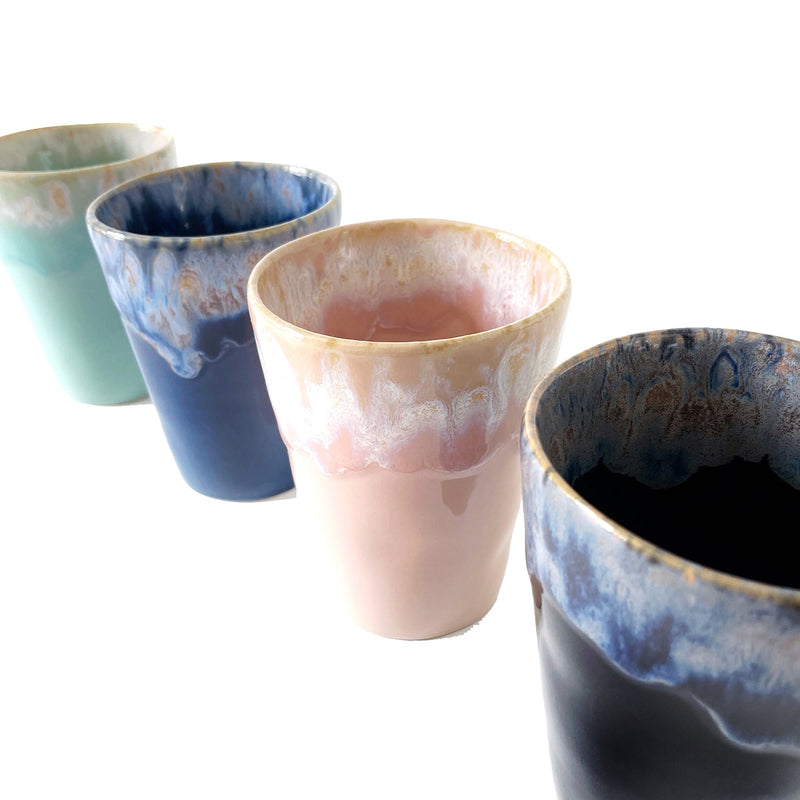 2er Set Doppelwandige Keramik-Kaffeetassen – 240 Ml, Farbverlauf Rosa, Matte Glasur, Mikrowellengeeignet