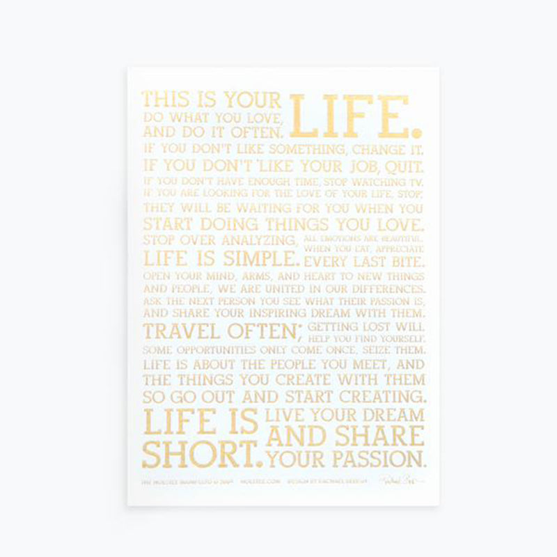 Holstee Manifest Posterkarte Gold  -DAS ORIGINAL -