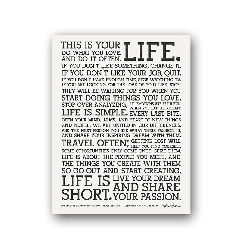 Holstee Manifest -DAS ORIGINAL- Letterpress Poster - Qverfield