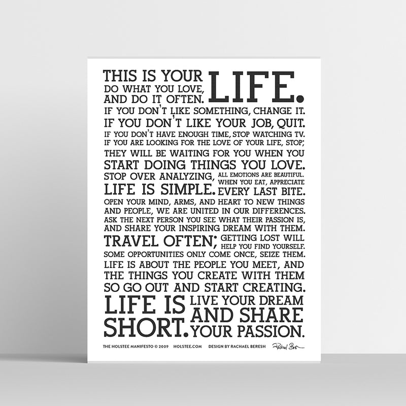 Holstee Manifest -DAS ORIGINAL- Letterpress Poster - Qverfield