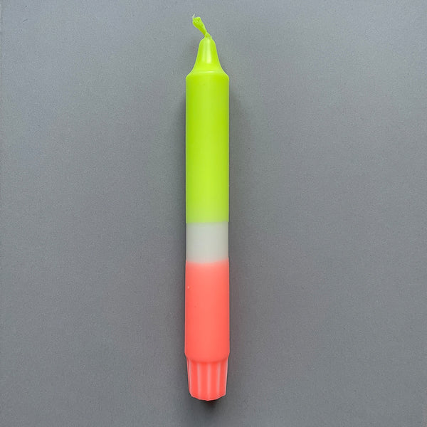 Dip dye Kerze - handmade by Qverfield - neongelb/neonorange 08