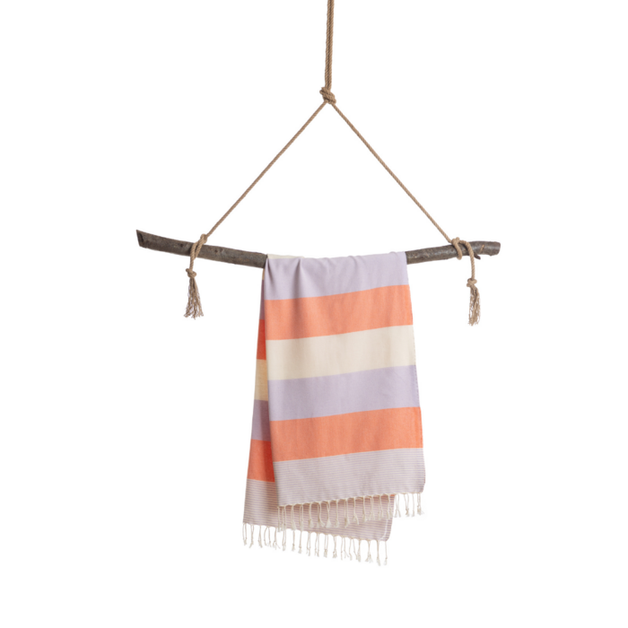 Hamamtuch Towel to go in Orange/Violet mit Geschenkbox 100 % reiner Baumwolle