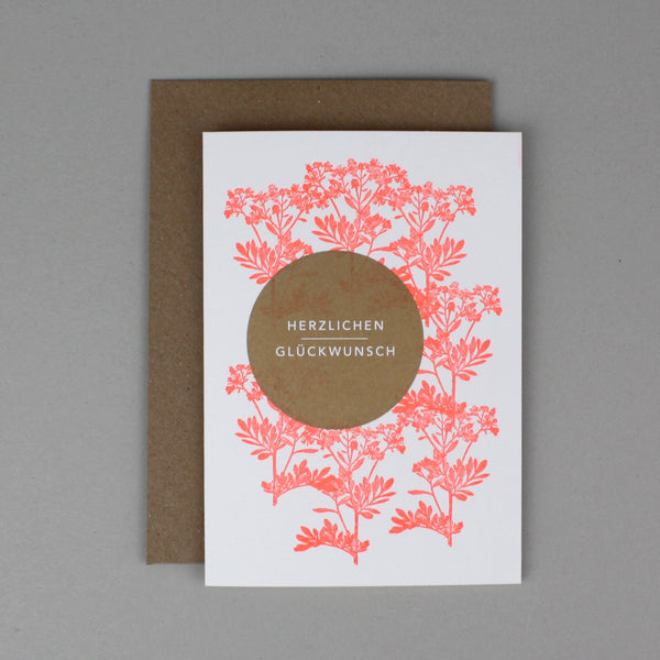 Karte "Herzlichen Glückwunsch 2" Risographie  - Handmade in Germany