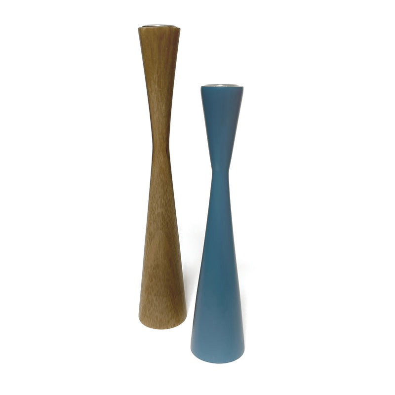 Kerzenständer Set oceanblue/Holz, 2 Stück, blau